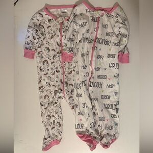 Great Condition! 2-Pack Baby Girl Zip Footed Pajamas, 3-6 Months